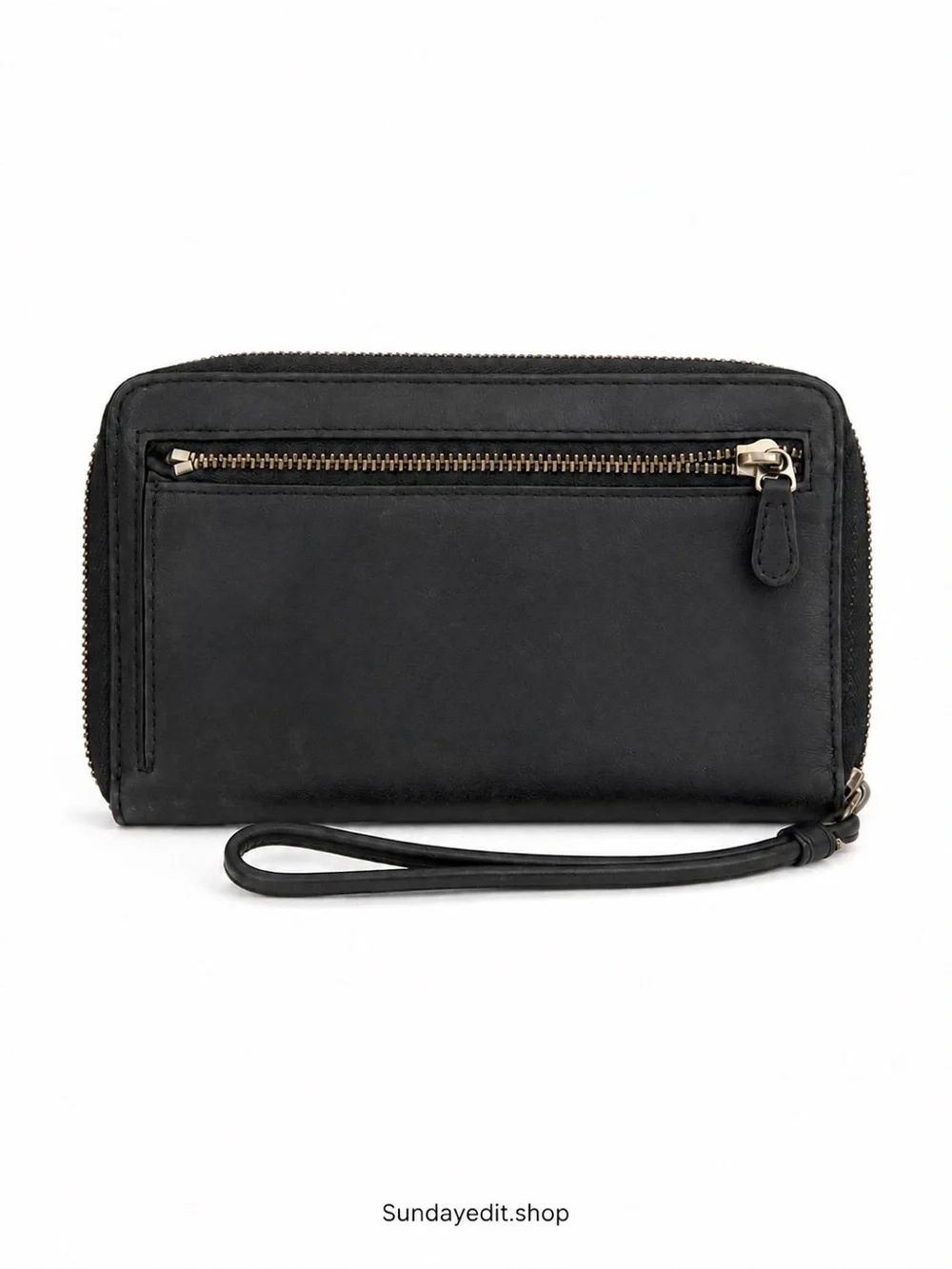 COACH Madison Black Leather Zip-Around Wristlet Phone Case